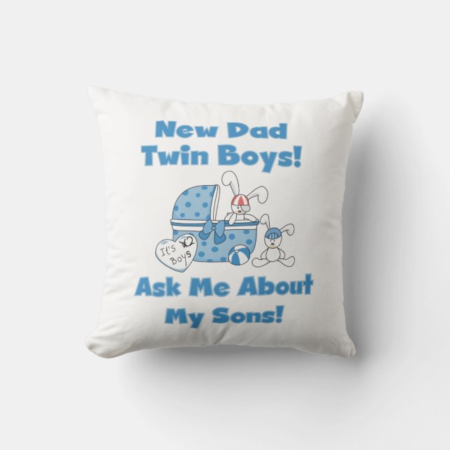 Twin Boys New Dad Gifts Throw Pillow (Front)
