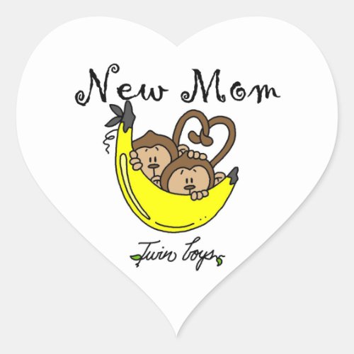 Twin Boys New Mom Gifts Heart Sticker