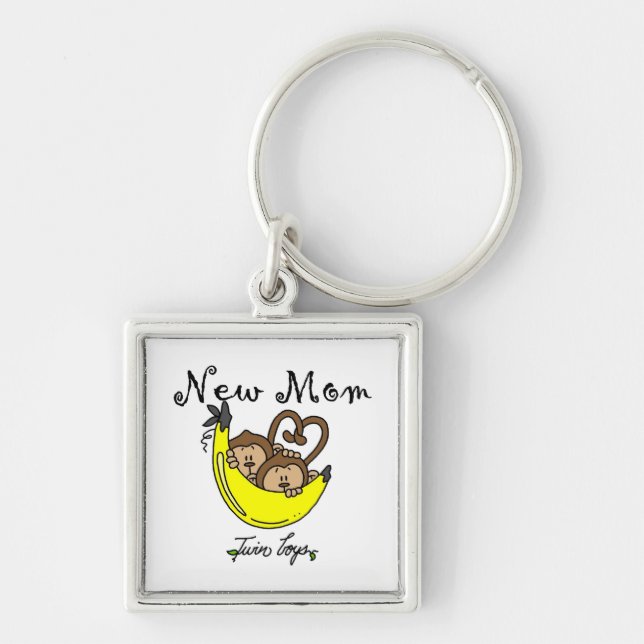 Twin Boys New Mom Gifts Keychain (Front)