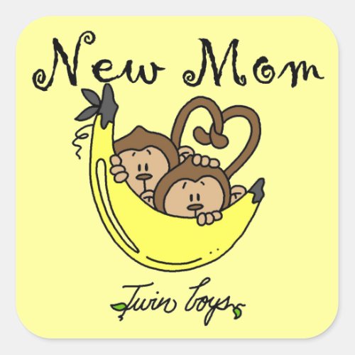 Twin Boys New Mom Gifts Square Sticker