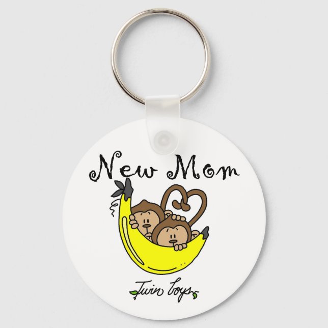 Twin Boys New Mom Tshirts and Gifts Keychain (Front)