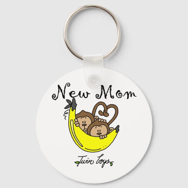 Twin Boys New Mom Tshirts and Gifts Keychain (Front)
