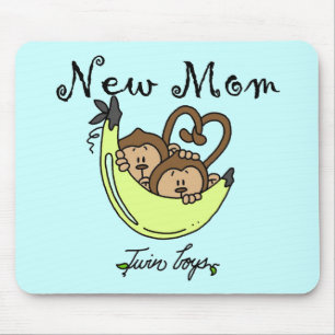 Twin Boys New Mom Tshirts and Gifts Mouse Pad