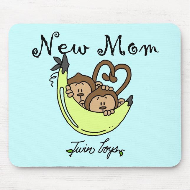 Twin Boys New Mom Tshirts and Gifts Mouse Pad (Front)