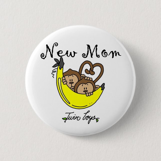 Twin Boys New Mom Tshirts and Gifts Pinback Button (Front)