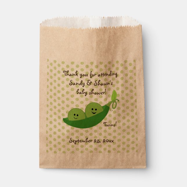Twin Boys Peas In A Pod Baby Favor Bag (Front)