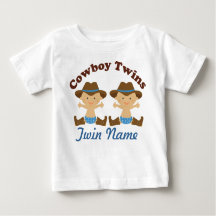 Twin Boys Personalized Cowboy Baby T-shirt