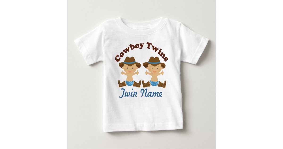 kompression let subtropisk Twin Boys Personalized Cowboy Baby T-shirt | Zazzle.com
