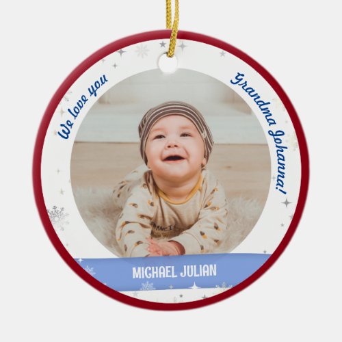 Twin Boys Photos Grandma Cute First Christmas Baby Ceramic Ornament