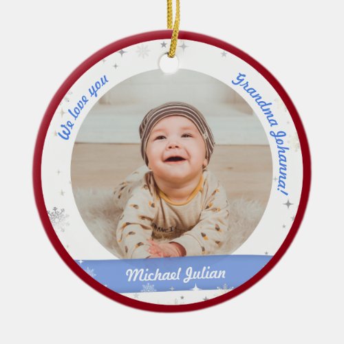 Twin Boys Photos Grandma Cute First Christmas Baby Ceramic Ornament