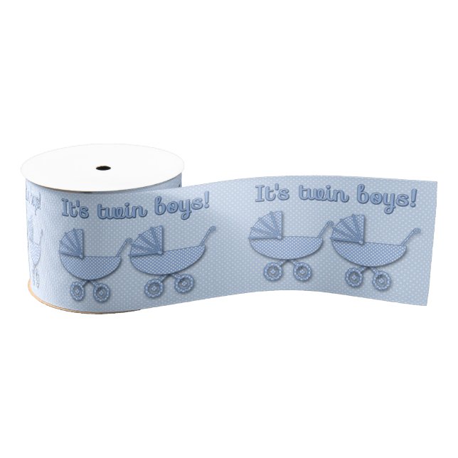 twin boys polka dots baby stroller - ribbon (Spool)
