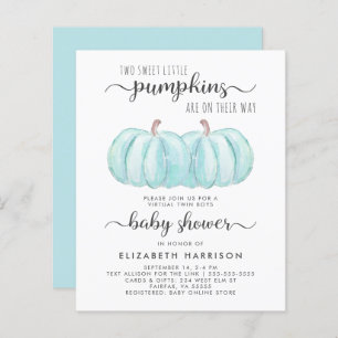 Twin Boys Pumpkin Virtual Baby Shower Invitation
