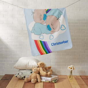 Twin Boys Rainbow Design Baby Blanket