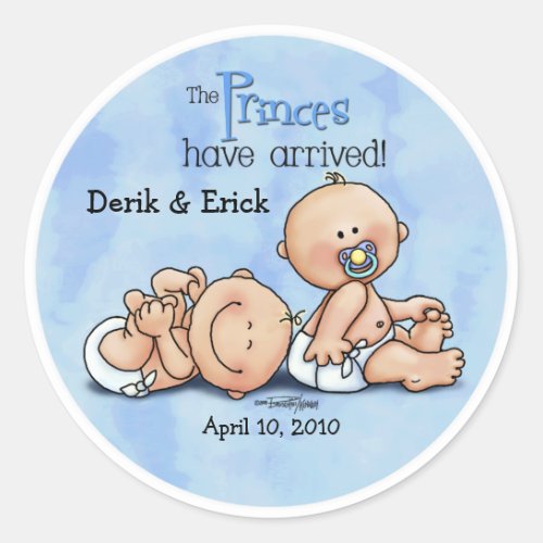 Twin Boys _ Royal Princes Classic Round Sticker