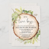 Twin boys Rustic outdoor boy twins baby shower Invitation (Front/Back)