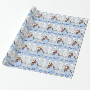 Twin Boys - Stork B Baby Shower Wrapping Paper