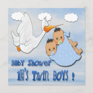 Twin Boys - Stork Baby Shower Invitations