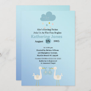 Twin Boys Stork Baby Shower Invitations