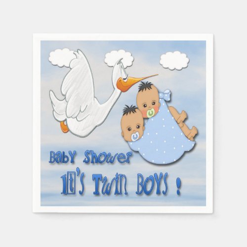 Twin Boys _ Stork Baby Shower Paper Napkins