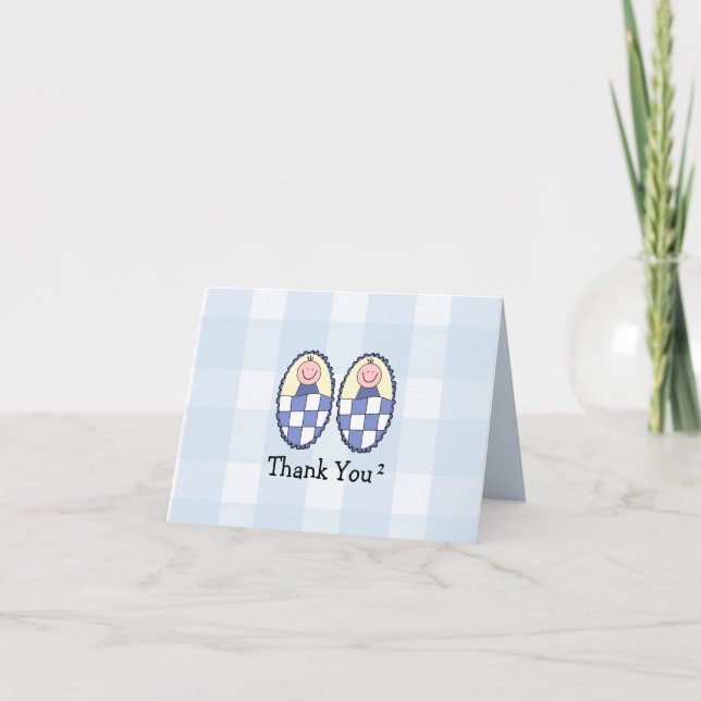 Twin Boys Thank You Card (Front)