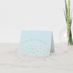 Twin Boys thank you note, blue gold stars Card