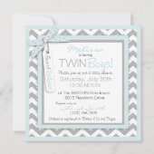 Twin Boys Ties Chevron Print Baby Shower Invitation (Back)