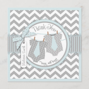 Twin Boys Ties Chevron Print Thank You