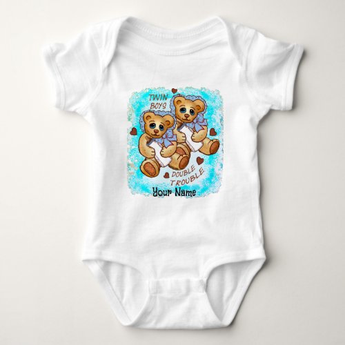 Twin Boys Trouble Baby Bodysuit