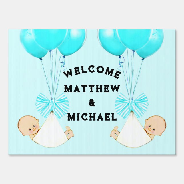 Twin Boys Welcome Sign (Front)