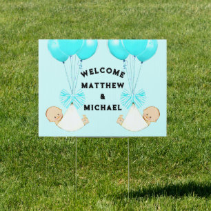 Twin Boys Welcome Sign
