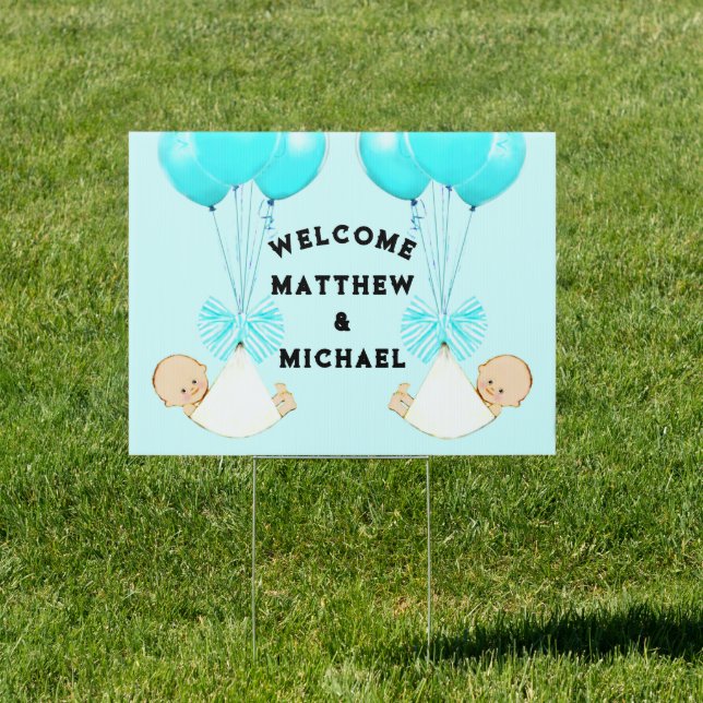 Twin Boys Welcome Sign (Insitu)