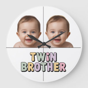 Twin brother baby large clock