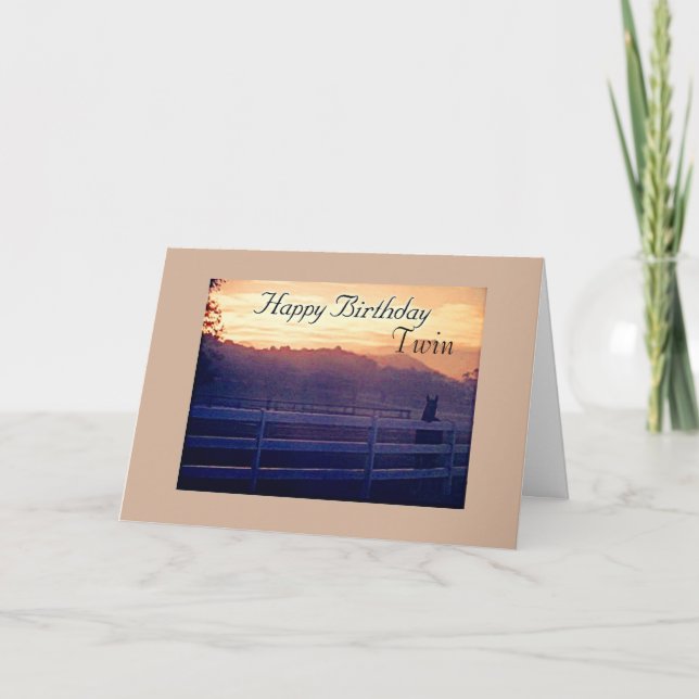 TWIN BROTHER HAPPY BIRTHDAY=HORSE LOVER'S BIRTHDAY CARD (Front)