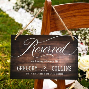 Twin Brother Reserved Faux Wood Wedding Memorial Sign