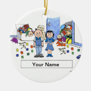 Twin Brother & Sister Ceramic Ornament