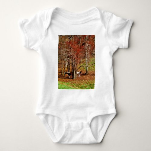 Twin Brown and White Horses Baby Bodysuit