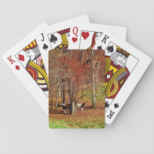 Twin Brown and White Horses Playing Cards