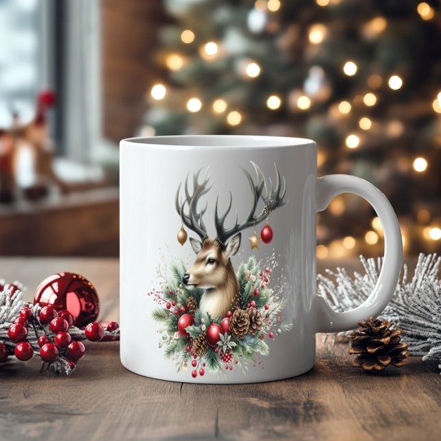 Twin Buck Deer Decorated with Ornaments Coffee Mug (Creator Uploaded)