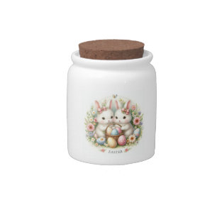 Twin Bunnies Easter Candy Jar