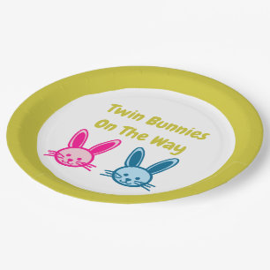 Twin Bunnies On The Way Pregnancy Paper Plates