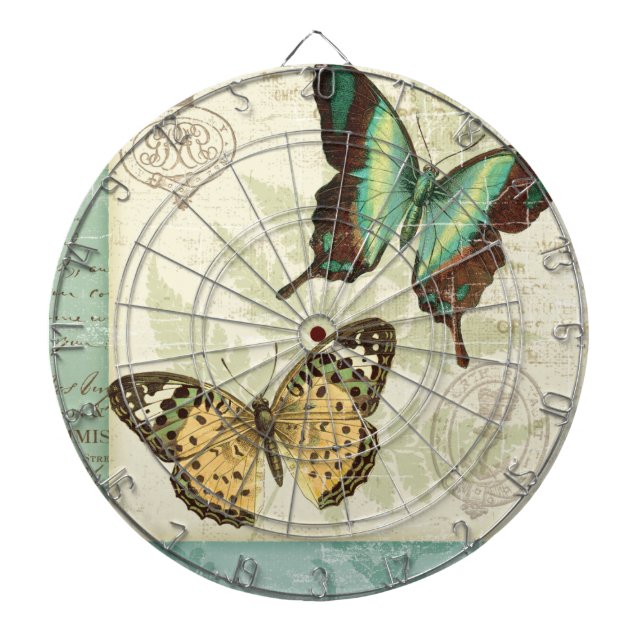 Twin Butterflies Dartboard With Darts (Front)
