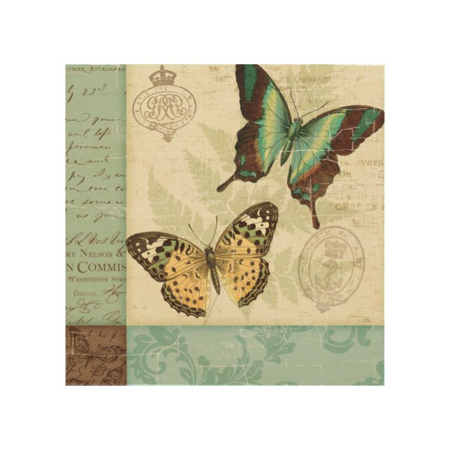 Twin Butterflies Wood Wall Art (Front)