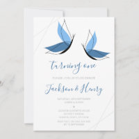 Twin Butterfly (Blue) Birthday Invitation