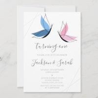 Twin Butterfly (Pink/Blue) Birthday Invitation