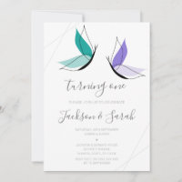 Twin Butterfly (Teal/Purple) Birthday Invitation