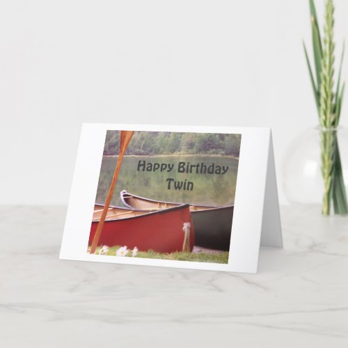 TWIN CANOES FOR TWIN BIRTHDAY CELEBRATION CARD