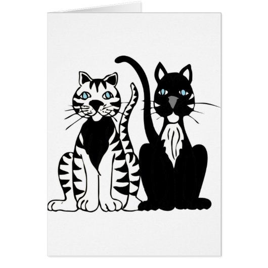 Twin Cartoon Cats Cards (Front)
