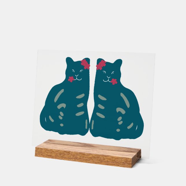 Twin Cats Acrylic Table Decoration (Angle)