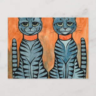 Twin Cats By Louis Wain Postcard