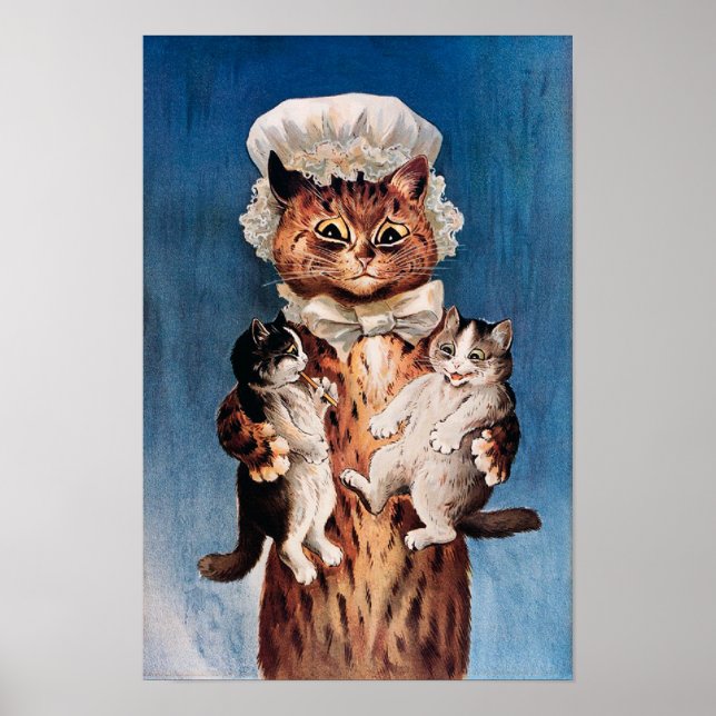 Twin Cats, Louis Wain Poster (Front)